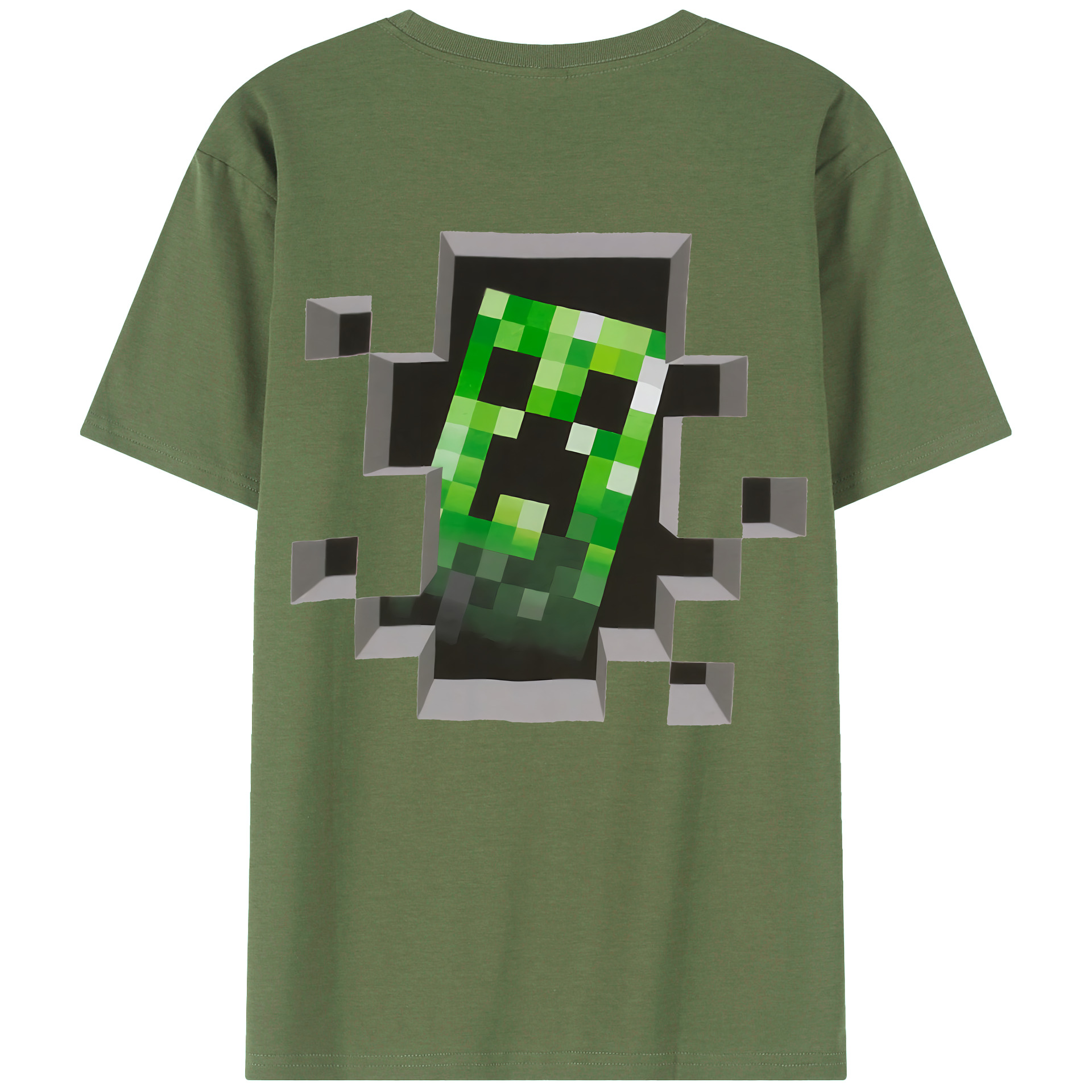 （画像用） マインクラフト ブロックの世界 Minecraft MC Block world 綿100％ メンズ半袖Tシャツ（バックプリント） 通気性